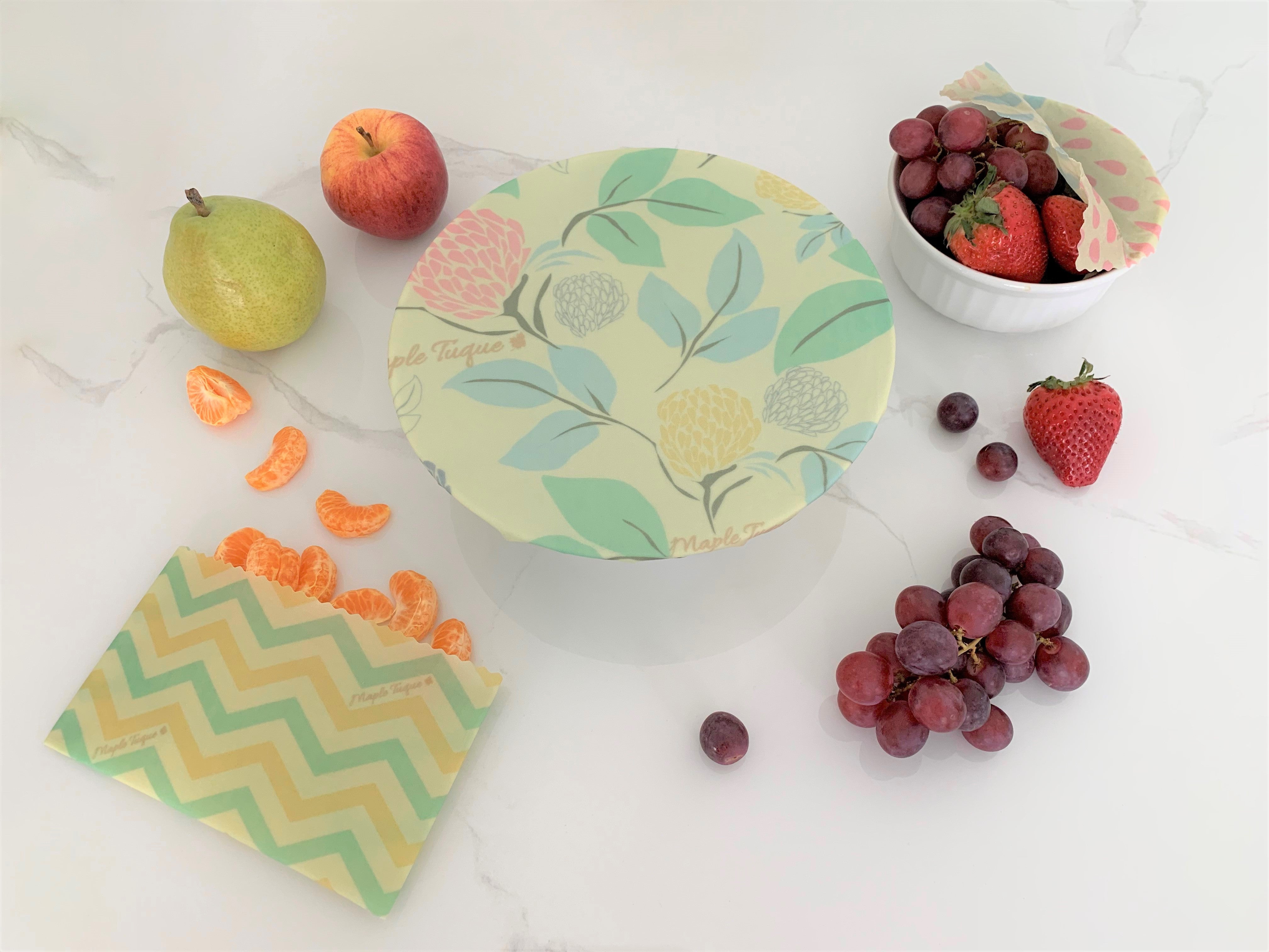 Beeswax Wraps, made in Canada. Wrapping fruits.