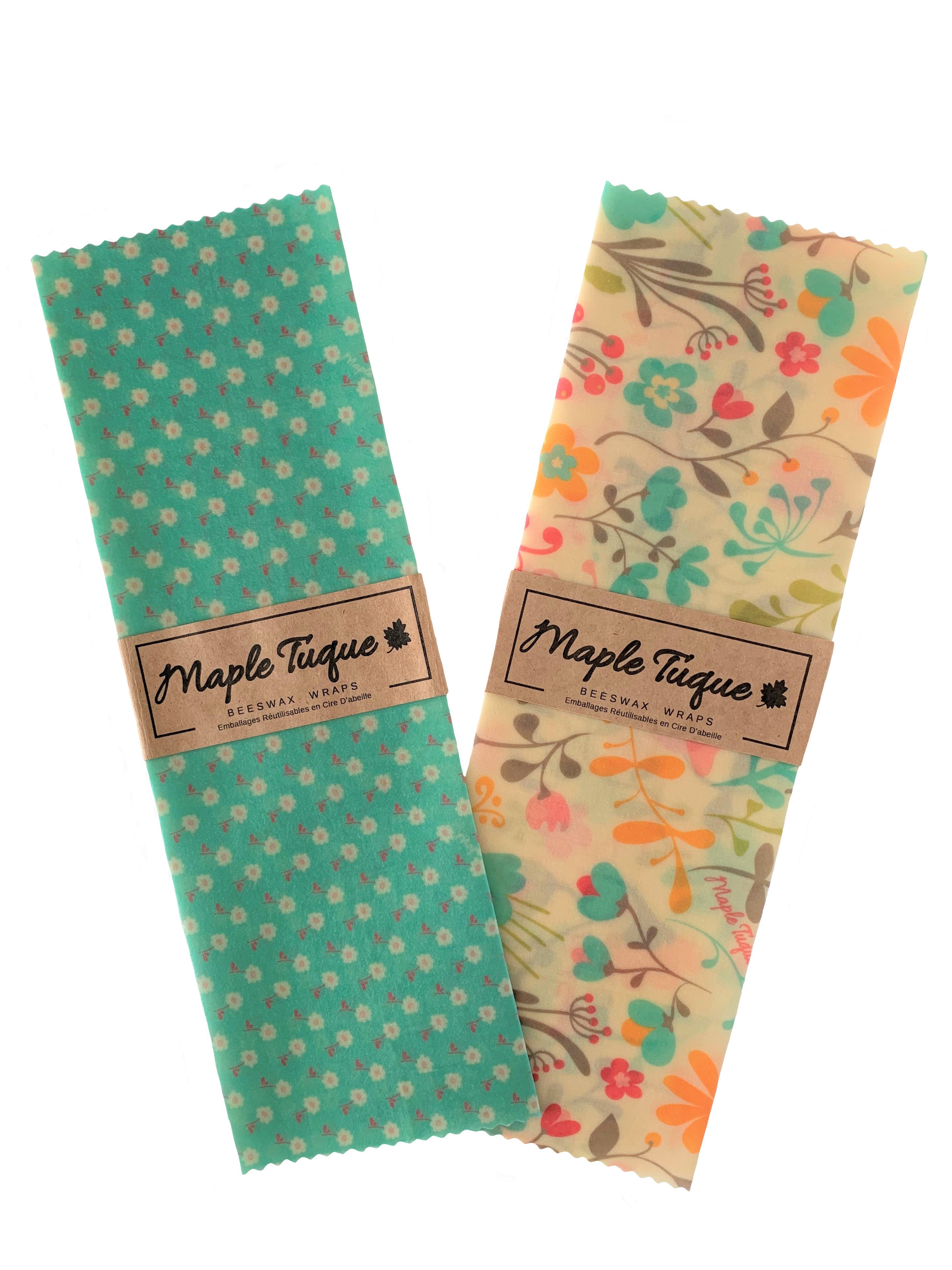 Pack of 2 Large Beeswax Wraps, Size: 15x12" Made in Canada. Pattern: Dream